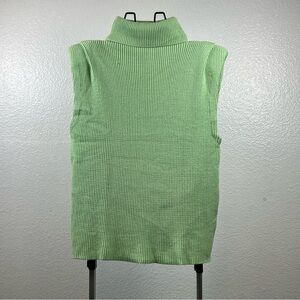 DG2 Diane Gilman Green Ultra-Soft Tri-Blend Turtleneck Sleeveless Sweater Size M